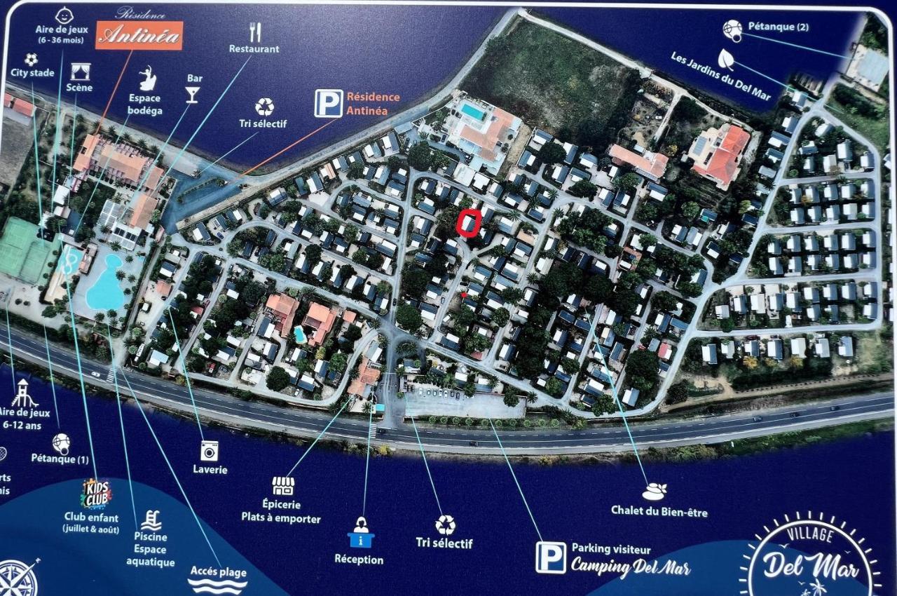 Camping Del Mar 10, Mobil Home Petit Paradis, 6 Personnes, Bord De Mer, Camping Del Mar Village Аржеле-сюр-Мер Екстер'єр фото